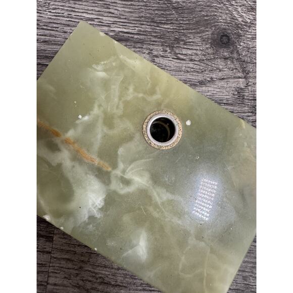 Set Of 2 Vintage Green Alabaster Fountain Pen Holders MCM Atomic Mad Men - Picture 10 of 16